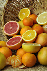 Pompelmi rosa , gialli , arance e clementine