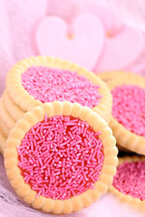 stack of delicious pink cookies - sweet food
