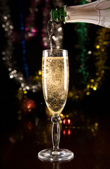 New Year card with champagne glass