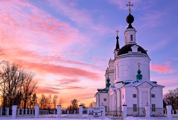 Russian church at sunset