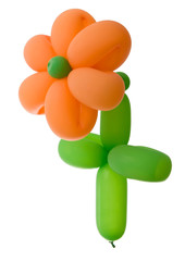 An orange flower made of twisted balloons