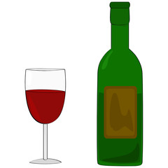 Cartoon wine glass and bottle