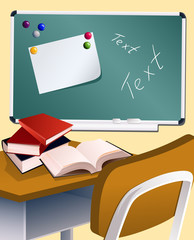 School board and books, vector illusration