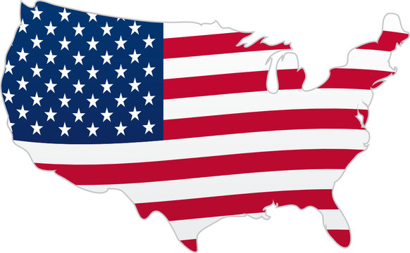 Carte des Etats-Unis d'Amérique avec drapeau