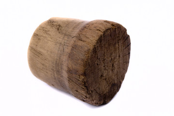 Old wooden fuse on a white background it is isolated