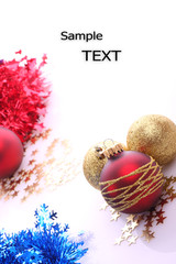 Christmas balls and place for sample text