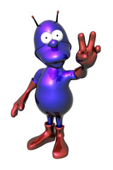 Blue toon alien