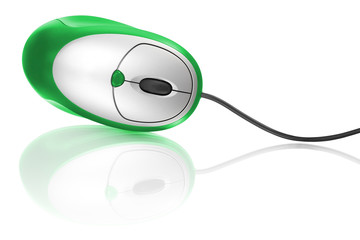 green computer mouse isolated on white