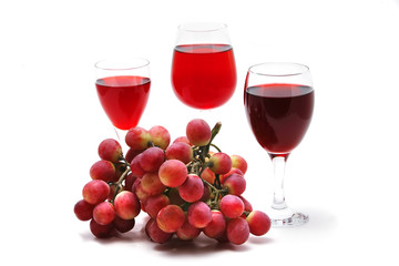 wine glasses and vine over white