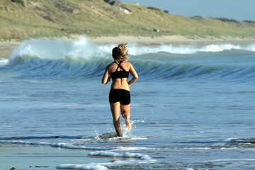 footing à la plage