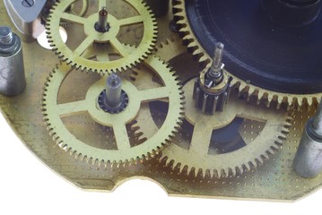 mechanism from cog-wheels on white background