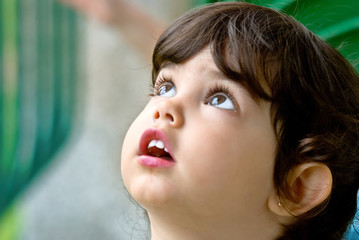 Closeup of a child's face, selective focus.