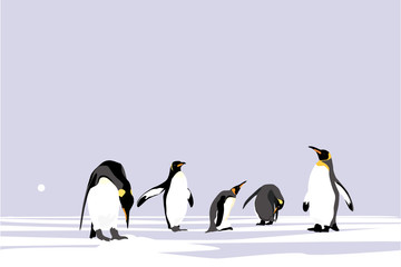 Emperor Penguins, easy editable vector collection - 10145403