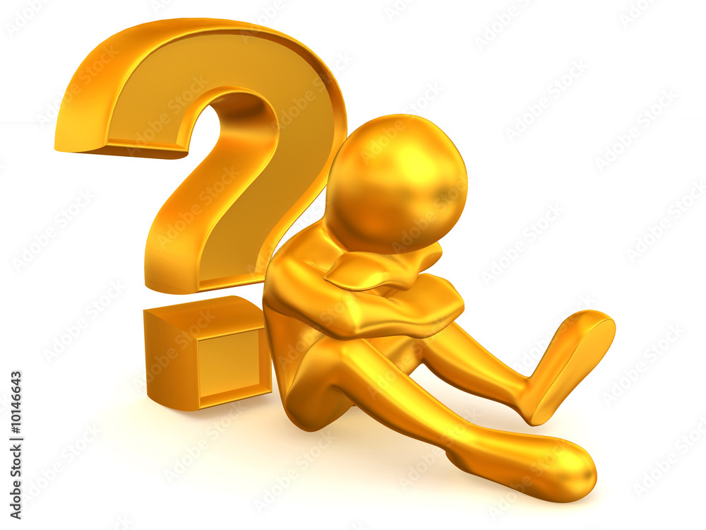 Poster Man with question. 3d