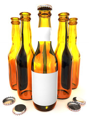 Five botles of beer. 3d