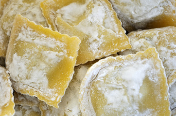 A close-up of some fresh ravioli