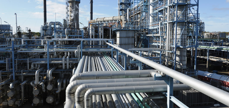 oil refinery in panoramic perspective