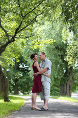 Fototapeta premium loving couple walking in park