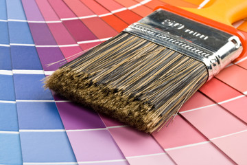 Brushes on a background from colour guide