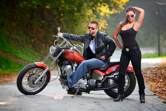 Biker and an attractive girl