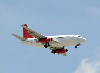 Modern passenger jet plane in flight