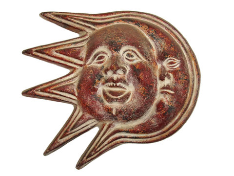 Terracota Representing The Sun And The Moon Faces Together