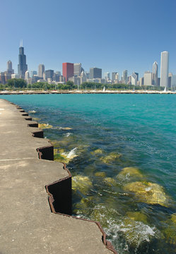 Chicago Skyline along the shore of Lake Michigan