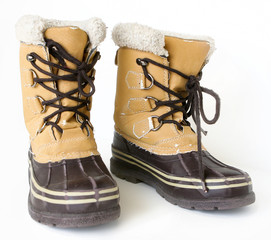 Snow boots isolated on white background.