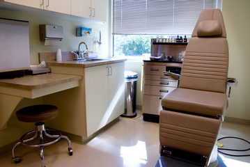 An examination room at a doctors office.