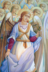 Obraz premium Fresco. Saint Michael's Golden-Domed Cathedral in Kiev, Ukraine