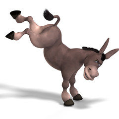 sweet cartoon donkey with pretty face over white and clipping Pa