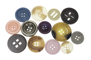 Assortment of Buttons on Isolated White Background