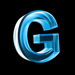 letter G in blue glass 3D