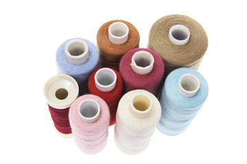 Spools of Thread on Isolated White Background