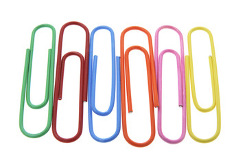 Row of Paper Clips on White Background