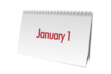 Desk Calendar on Isolated White Background