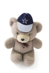 Teddy Bear Wearing Cap on White Background