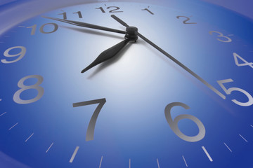 Close Up of Clock in Blue Tone