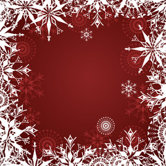 Red background with snowflake and frosty patterns