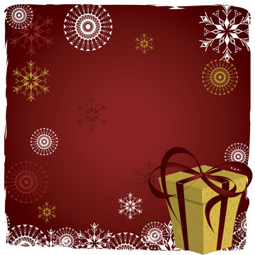 Christmas  background with  snowflakes and gift
