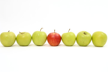 apples arranged on a white background
