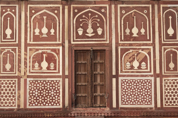 Ornate Wall of Islamic Tomb in Agra