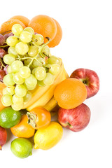 Still-life with fruits on a white background