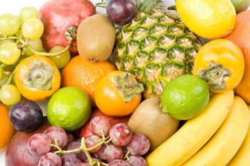 Still-life with fruits on a white background