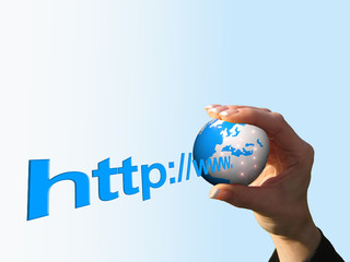 http mit Hand und Weltkugel
