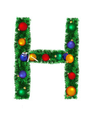 Christmas alphabet isolated on a white background - H