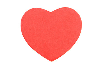 Red heart on a over white background