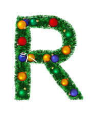 Christmas alphabet isolated on a white background - R