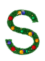 Christmas alphabet isolated on a white background - S