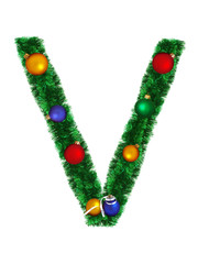 Christmas alphabet isolated on a white background - V